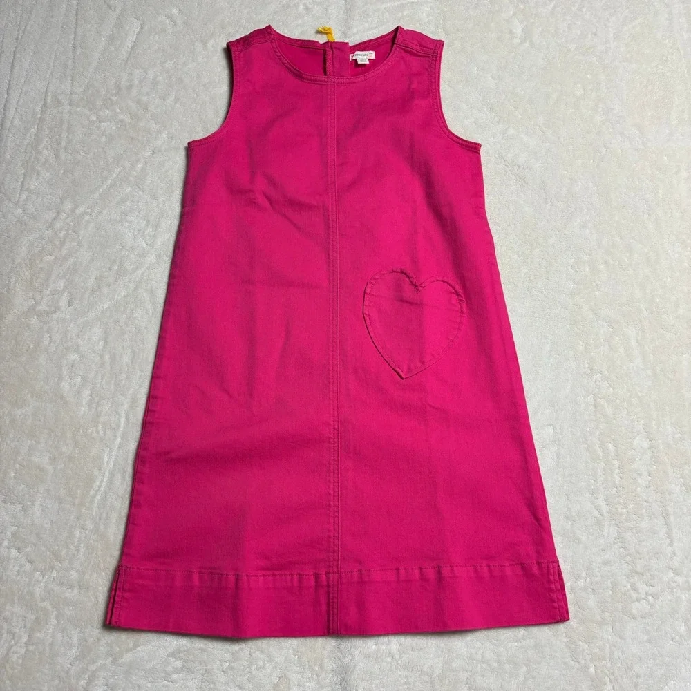 NWT‎ Crewcuts Girls Hot Pink Dress with Heart Pocket Size 10 Sleeveless Cotton